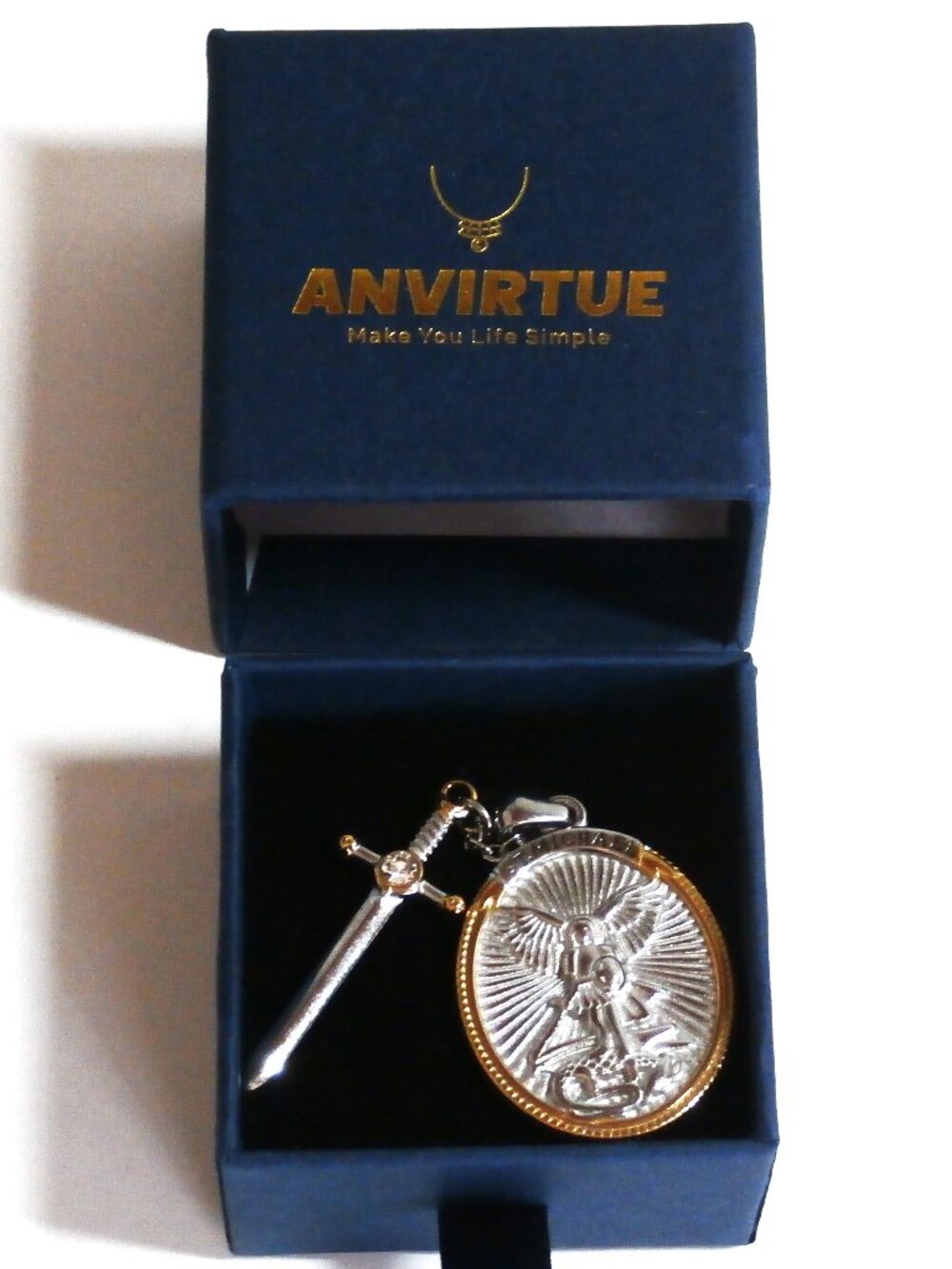1PC-Anvirtue Pendant ~ Archangel St. Michael Catholic Patron Steel Necklace